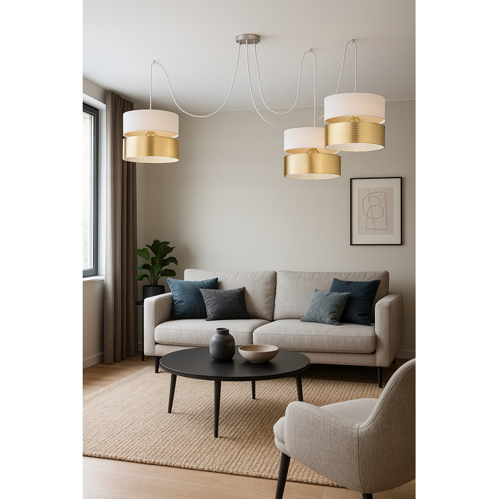 Настільна нічна лампа з ажурним золотистим абажуром, патрон E27, LED