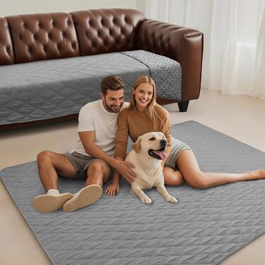 Водонепроникний килимок для собак Luciphia 76x178 см (світло-сірий) з протиковзкими точками для захисту дивану, ліжка та авто