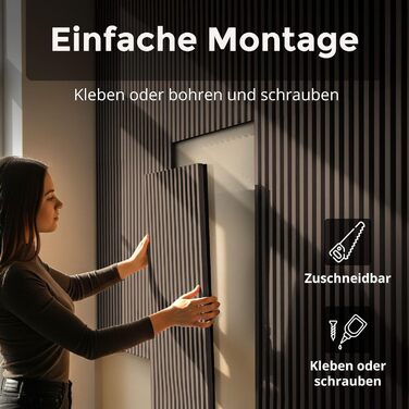Акустичні панелі з дерева 60x60 см, настінна оббивка для шумоізоляції та звукопоглинання, ламельні панелі для покращення акустики приміщення (Горіх, 4 шт)