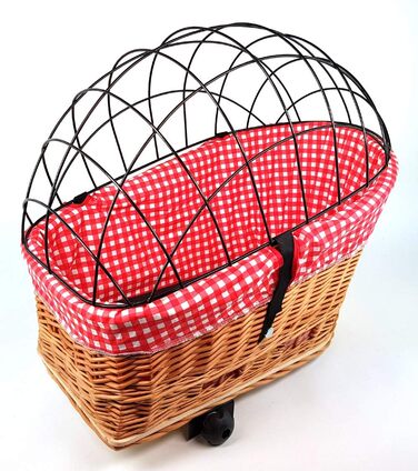 Корзина для велосипеда Tigana для перевезення тварин, плетіння з лози, 56 x 36 см, з металевим ґратом, XL, з подушкою та підкладкою R1