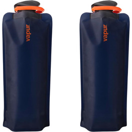 Eclipse Plastic Collapsible/Rollable Water Bottle, Reusable (.70 Liter, 23 Ounces - 2 pack, Night Blue)