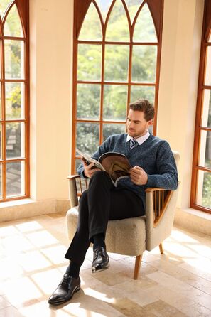 Чоловічий в'язаний кардиган Allthemen з V-подібним вирізом, з підкладкою та ґудзиками, грубий в'язаний светр, тепла перехідна куртка для чоловіків (4XL, сірий+блакитний)