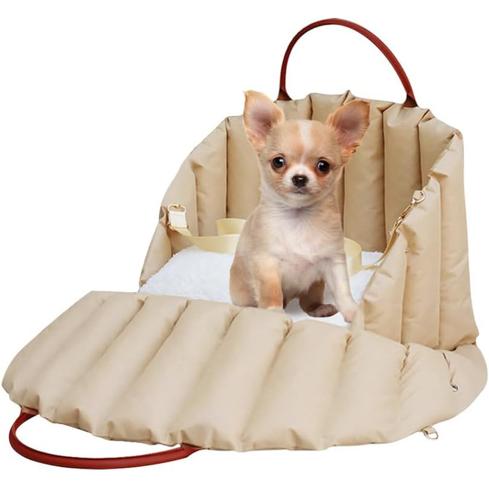 Автомобільний крісло-підвищення для собак, велике (55x42x42 см), світло-хакі. З безпечним ременем.