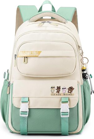 Шкільний рюкзак JANSBEN для хлопчиків та дівчаток-підлітків, водонепроникний, з відділенням для ноутбука, 30L, зелений