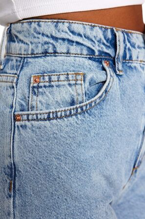 Джинси жіночі Trendyol прямого крою з високою талією, блакитний (44)