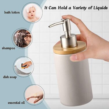 Дозатор для мила з кераміки, 500 мл, з металевим насосом, 2 шт. (сірий)