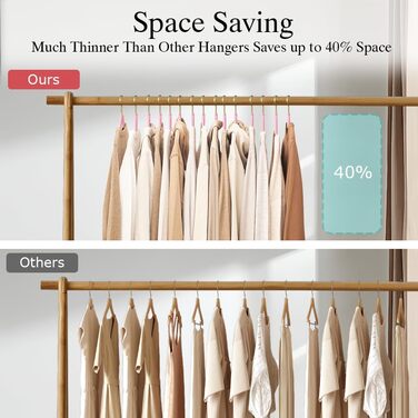 22 шт. велюрові вішалки для одягу Stormix - преміум-якість, для піджаків, сорочок, суконь (рожево-золотий)