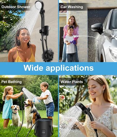 Портативна душова кабіна WADEO з акумулятором, насосом та баком 20л для кемпінгу, автомийки, відпочинку на природі