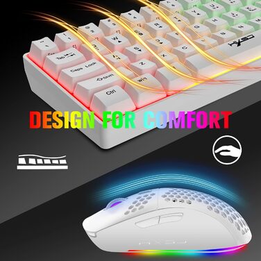 Механічна ігрова бездротова клавіатура з підсвічуванням RGB та миша Bluetooth 5.0/2.4G USB - Dual Mode, 2200 mAh, Anti-Ghosting, білий колір