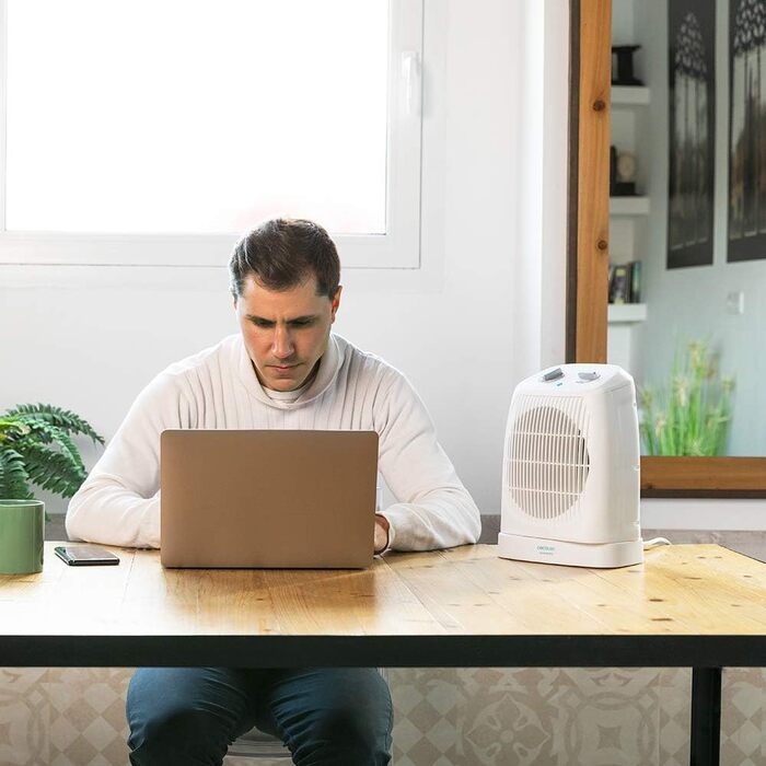 Теплая повітряна завіса (обігрівач) Cecotec ReadyWarm 2070 Max Force, 2000 Вт, 3 режими роботи (охолодження/тепло/жар), з осциляцією та автоматичним вимкненням, білий