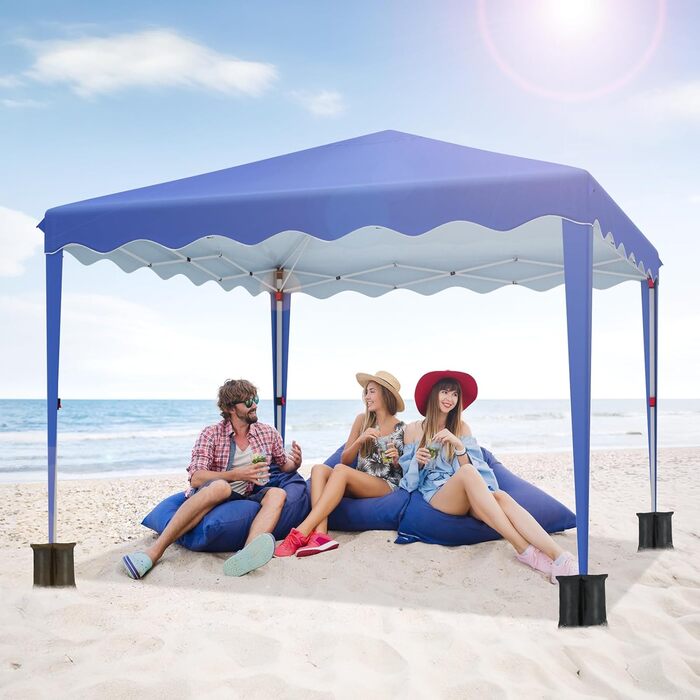 3x3 Gazebo, Waterproof Folding Gazebo, Stable, Winter-Proof, UV Protection 50+, 3x3 Folding Gazebo with 4 Side Panels, Adjustable Height Garden Gazebo, Foldable Pavilion Tent for Camping, Parties, Navy Blue