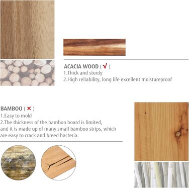 hecef Cheese Board Set, Acacia Wood, Square Cheese Board with 2 Pull-Out Drawers & Cutlery Set & Snack Plates & Marble Cheese Slate