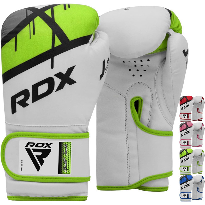 Боксерські рукавички RDX для дітей 6oz, Junior Training, Maya Hide, шкіра, вентильована долоня, Муай Тай, ММА, кікбоксинг, спаринги, удари по мішечку, удари по лапах, зелені