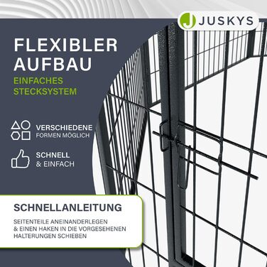 Клітка-вольєр для цуценят Juskys Welpenauslauf Plus 160x160x80 см - металевий вольєр для собак, кроликів та дрібних тварин з дверцятами