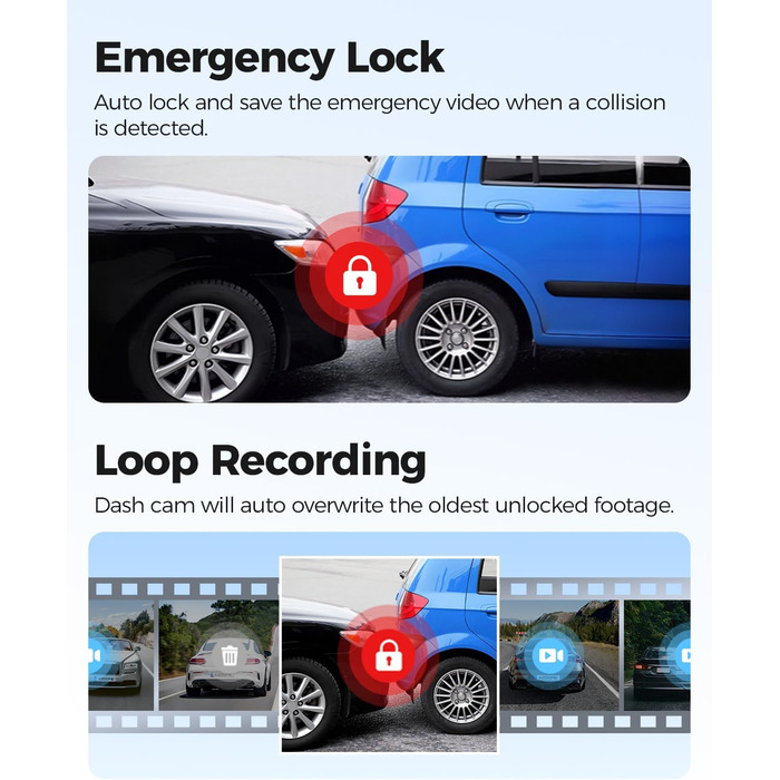Відеореєстратор AZDOME Dashcam Auto Vorne Hinten 4K+1080P з WiFi, GPS, ADAS, Super Nachtsicht, G-Sensor та Parküberwachung