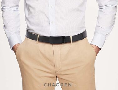Чоловічий шкіряний ремінь CHAOREN з автоматичною застібкою, 35 мм, без отворів, регульований розмір 90-100 см, чорний