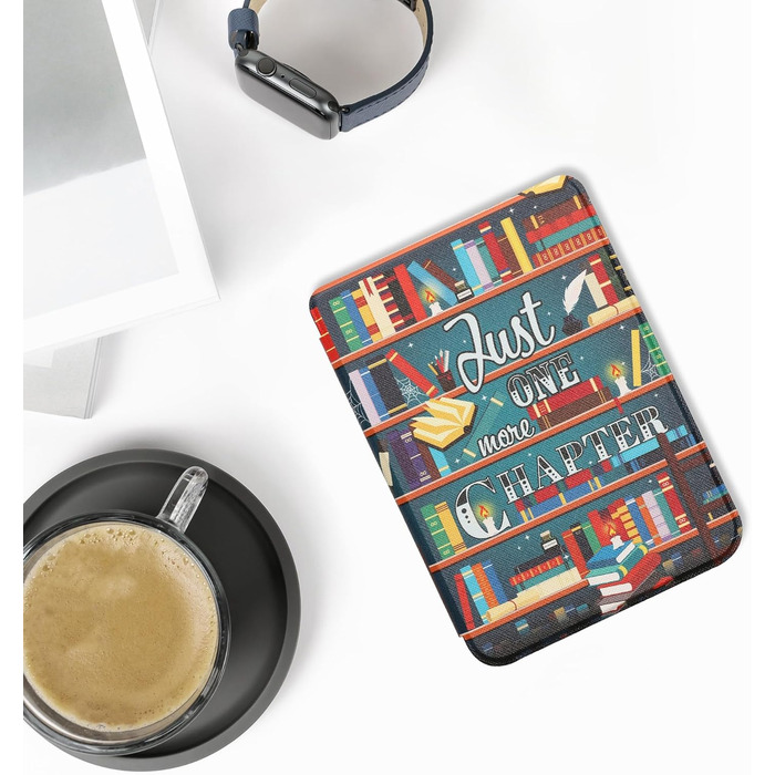 Чохол-книжка kwmobile для Kobo Clara BW/Clara Colour/Tolino Shine (5) / Shine Color - Чохол для електронного читача з мотивом бібліотеки, багатокольоровий