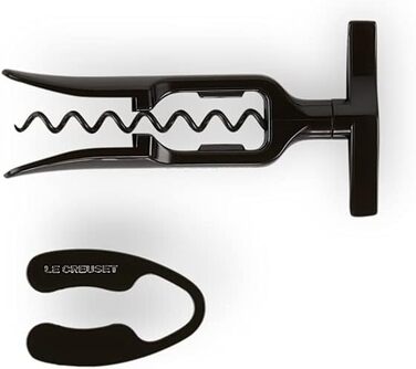 Le Creuset Classic Tabletop Corkscrew with Bottle Opener Gift Set, GS 100, Plastic, Gloss Black, 49800001400000