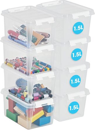 SmartStore - 10x Storage Box with Lid Classic 2L (21x17x11cm) | Stackable Box with Lid | Food-Safe Plastic Box | Plastic Box with Lid & Reinforced Corners | 10-Year Warranty (1.5L)
