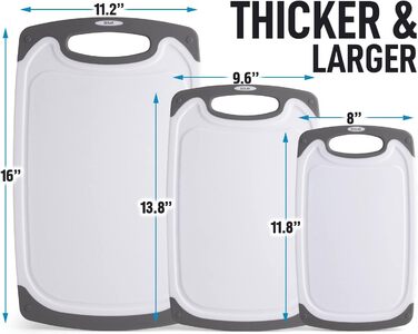 Набір з 3 дерев'яних обробних дощок Zulay Kitchen, пластик, з жолобками для соку, стійкі до ковзання, для кухні