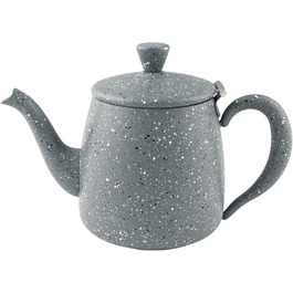 Café Olé PT-048 Cafe Ole Premium Teapot, 18/10 Stainless Steel, 48 Ounces, Drip-Free Pouring, Hollow Handles & Flip-Up Lid, (18oz, Grey Granite)