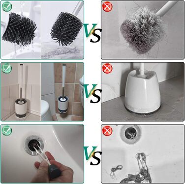 Силіконова щітка для унітазу з підставкою, комплект, без щетинок, швидковисихаюча, антибактеріальна. Підходить для ванної кімнати та кухні. Сталевий тримач, монтаж на стіну без свердління. Білий та сірий колір.