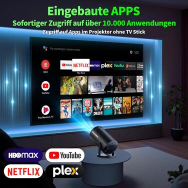 Портативний проєктор Mini Beamer 4K з WiFi 6, Bluetooth 5.2 та Android, 1080P Full HD, автоматична корекція трапеції, підтримка PC/HDMI/USB, з пультом та мишкою, чорний