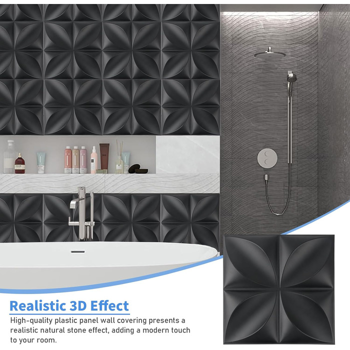 3D панелі стінові ПВХ чорні, декоративні панелі для стін та стелі, геймерські панелі для вітальні та спальні, 2 шт.