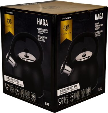 Чайник електричний KARL HAUSMANN Induktion 1.8L чорний з авто-свистком - нержавіюча сталь для всіх плит