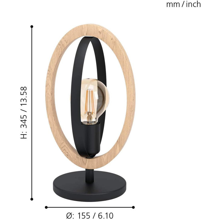 Торшер EGLO Basildon 1: дерев'яний торшер з текстилем та металом, з вимикачем, E27, для вітальні та спальні