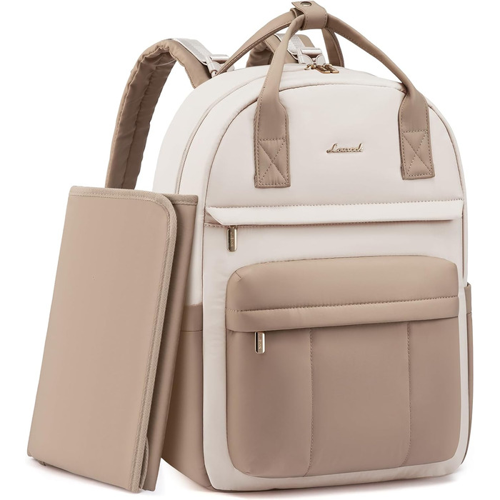 Рюкзак-переноска LOVEVOOK для мами та тата: рюкзак-діаперний мішок з пеленальною підкладкою, ремені для дитячої коляски, великий, для пологового будинку, бежевий хакі (M)