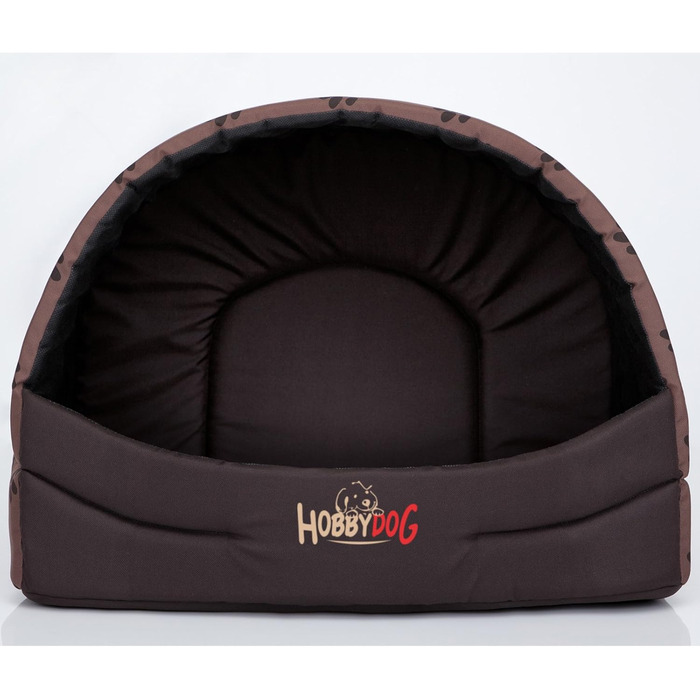 Будка для собак, лежанка для собак, хатинка для собак S-XL (R3 (55 x 43 см), світло-коричневий колір з принтом лапок)