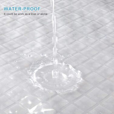 Шторка для душу Furlinic Anti-Schimmel, водонепроникна, прозора, EVA, 120x180 см, 3D ефект ромбу, 8 прищіпок, з камінням