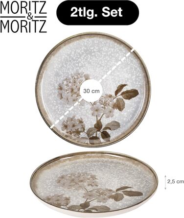 Набір посуду Moritz & Moritz BLOSSOM для 6 осіб (24 предмети) - Сучасний сервіз з ігровим дизайном, легкий у догляді, включає тарілки, миски та чашки. Сервіз з великими тарілками (2 шт.)