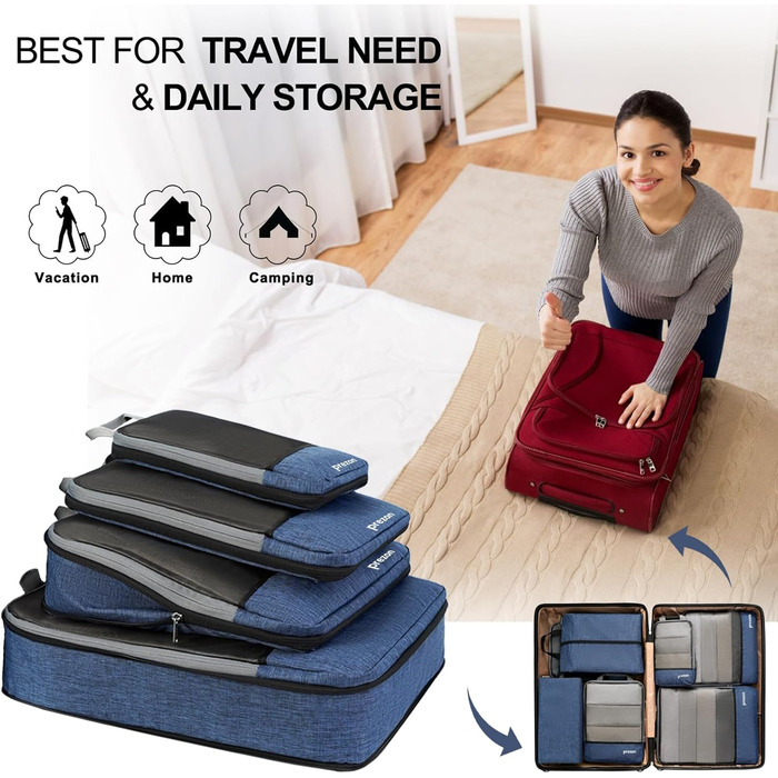 Набір компресійних валізних кубиків Prezon для організації багажу (4 шт., Marineblau)