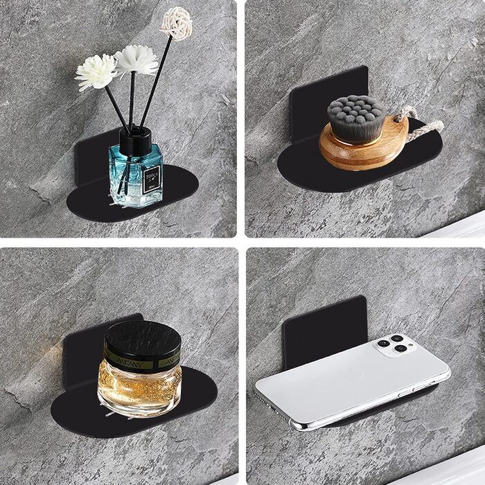 Тримач для мила на стіну без свердління HONZUEN, нержавіюча сталь, чорний. Підходить для ванної кімнати та кухні, для мила, губок, щіток.