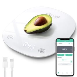 Кухонні ваги Arboleaf Digital з App, 10kg/0.5g, Bluetooth, підрахунок калорій, USB-зарядка, скло, функція тарування (білий)