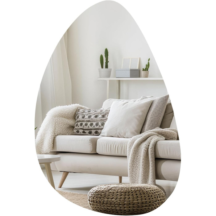 Дзеркало Boromal Spiegel чорне 40x60 см з металевим обрамленням для ванної, туалету, спальні (65x90 см, асиметричний стиль A)