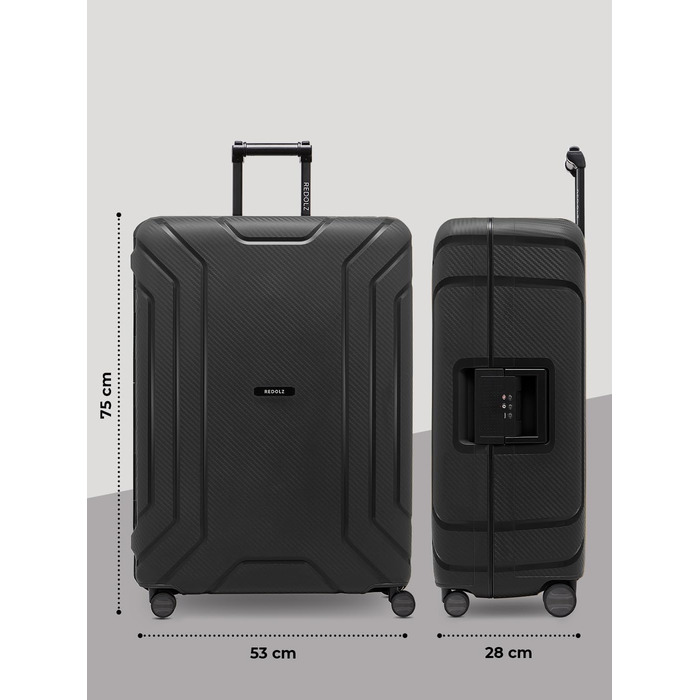 Набір валіз REDOLZ Hartschalen 3-х частинний (Deep Black) з TSA-замком та системою 3-х точок | з поліпропілену, 4 колеса