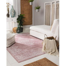 benuta pop Laury Rug - Synthetic Fiber - Rectangular & in Vintage Style - Easy Care for Living Room Bedroom, Pink, 200x300 cm 200 x 300 cm (Rectangular) Pink