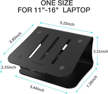 Підставка для ноутбука з алюмінію, сіра, для MacBook Air/Pro, Dell, HP, Lenovo, Microsoft Surface, Samsung (11-16 дюймів)