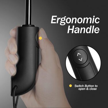 Чоловічий складаний парасолька Conlun Kompakter, штормостійкий, автоматичний, чорний (117 см)