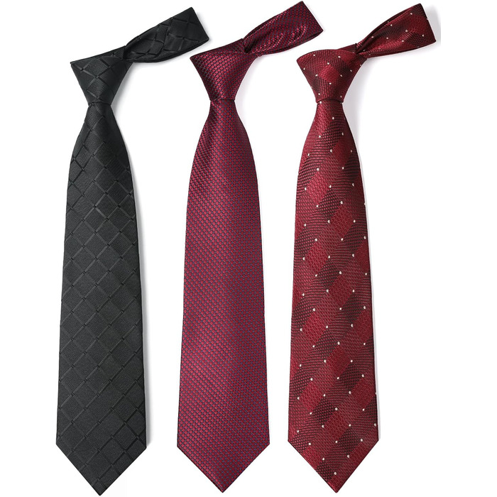HISDERN Комплект краваток для чоловіків (3 шт.) з нагрудним хустиною. Шовкові краватки для весілля та особливих подій.