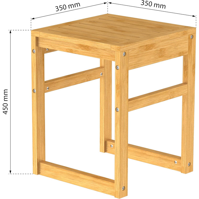 Табурет для ванної кімнати з бамбука EISL BMBA02-BH2, 35x45x35 см, з сидінням