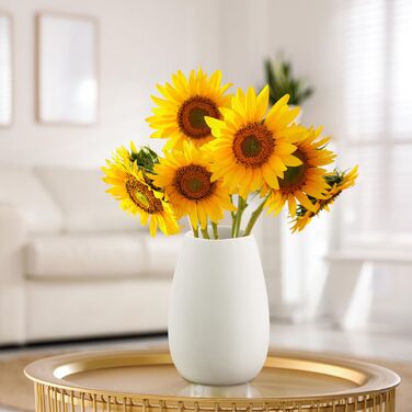 Керамічна ваза RANJIMA біла, ваза для квітів, декор, сучасний стиль, кругла, для пампас трави, 17 см, для дому та офісу