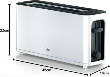 Тостер Braun HT3100WH, 1000 Вт, 7 режимів, білий, 1 слот