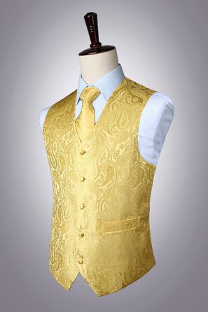 Жовтий жилет для костюма Enlision з паєтками Paisley, краватка та нагрудна хустинка - комплект для весілля та свят