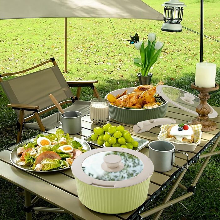 RIOVARM Induction Cookware Set - 16 Piece Nonstick Granite Pots & Pans with Removable Handles, Stackable & Space-Saving, PFOA-Free, Silicone Lids, Gradient Green