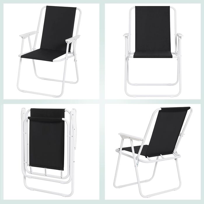WOLTU Folding Camping Chairs, 2-Pack, Folding Chair, Comfortable Folding Stool, Lightweight Fishing Chair with Armrests for Picnic, Outdoor, Hiking, Garden, Balcony, (Black)