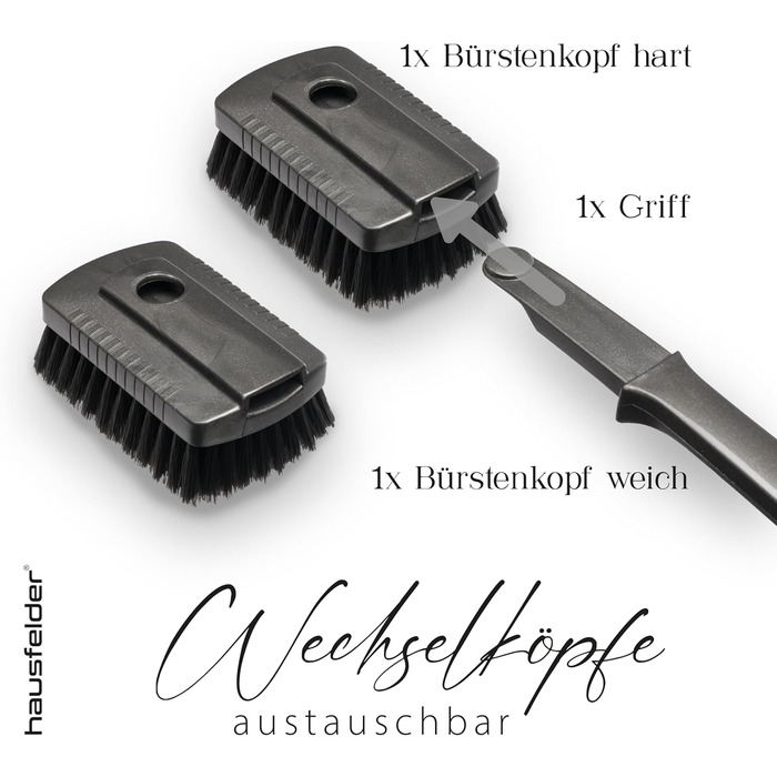 Набір ручних щіток Hausfelder для душу: жорсткі, для нігтів та спини, з ручкою, чорний антрацит, матовий
